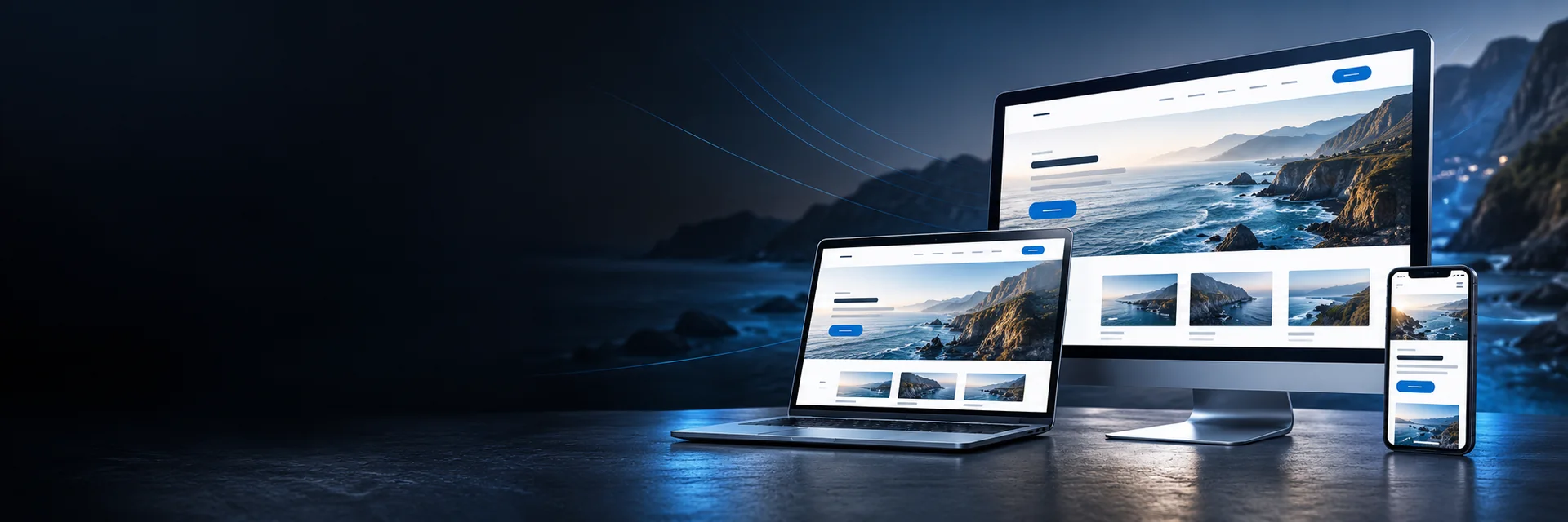 Website designs across desktop, laptop and mobile
